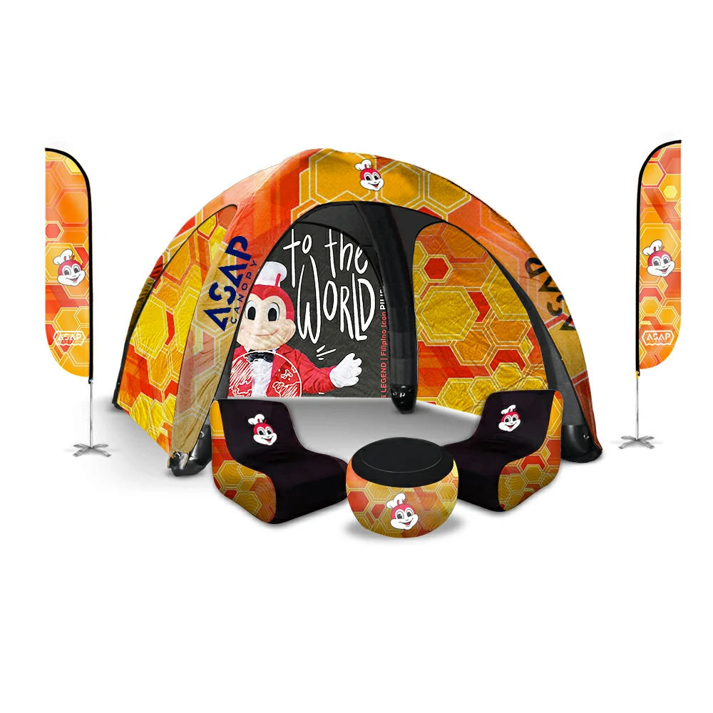 20X20Inflatable Event Tent+2 Air Chairs+1Table+2FLAGS+3wall